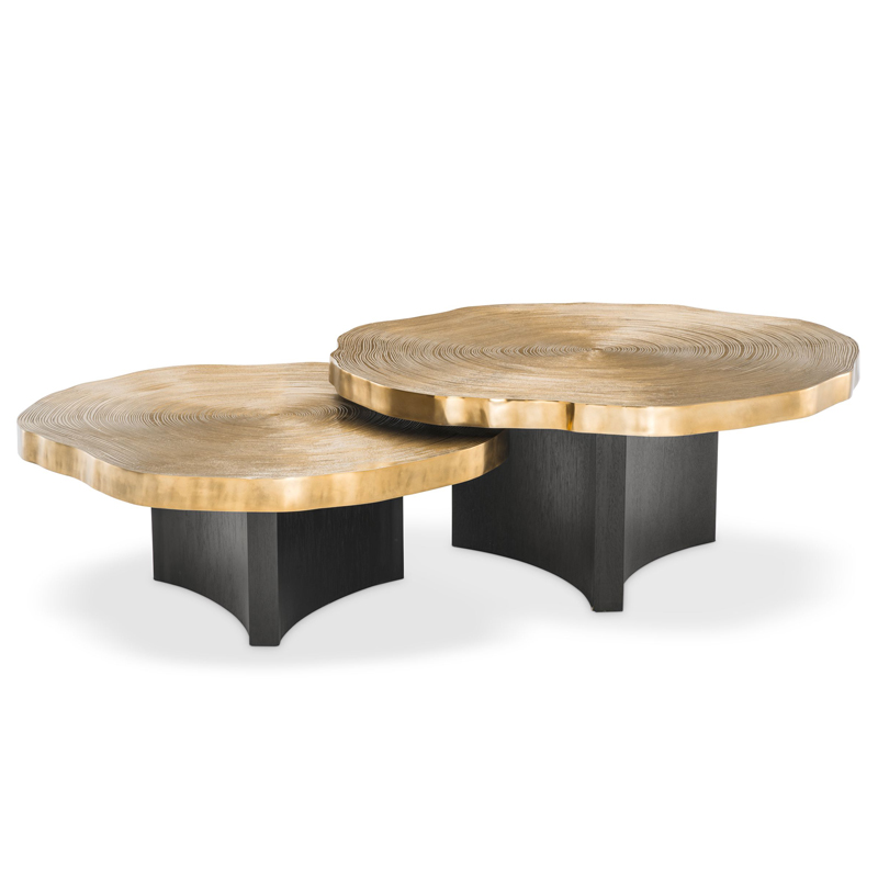 Комплект кофейных столов Eichholtz Coffee Table Thousand Oaks set of 2 Черный Латунь в Воронеже | Loft Concept 