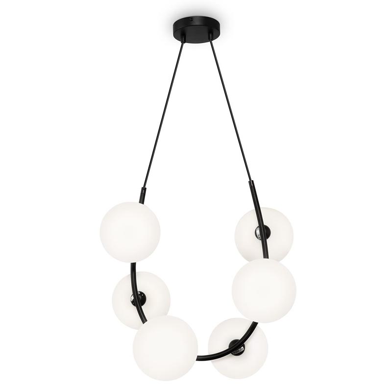 Люстра Marcan 6 Ball Chandelier Black Черный Белый в Воронеже | Loft Concept 