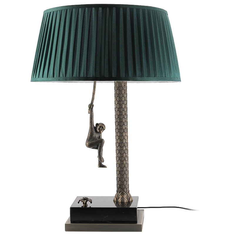 Настольная лампа Джунгли Table Lamp Jungle Emerald Латунь Античная полированная Черный Мрамор Nero Изумрудный в Воронеже | Loft Concept 