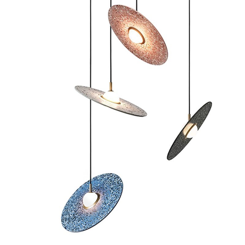 Подвесной светильник Stone Disc Haning Pendant Серый Синий Черный Розовый (Rose) в Воронеже | Loft Concept 