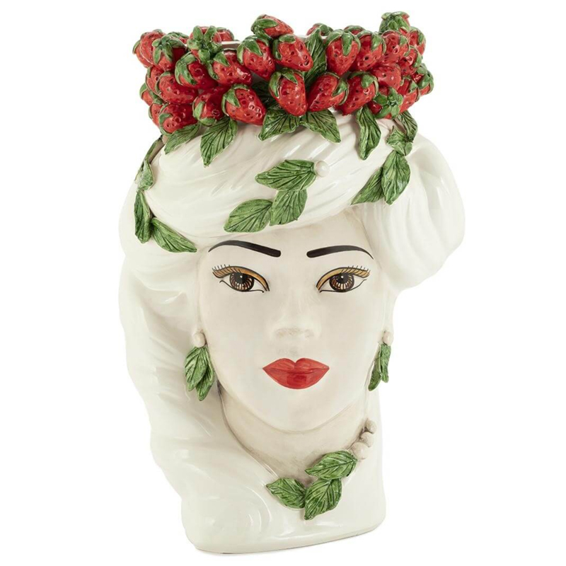 Ваза VASE STRAWBERRIES HEAD LADY BIG White Красный Белый в Воронеже | Loft Concept 