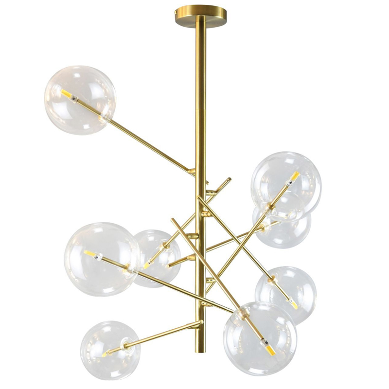 Люстра Gallotti & Radice Bolle Рanging Lamp 8 плафонов Золотой Прозрачный (Transparent) в Воронеже | Loft Concept 