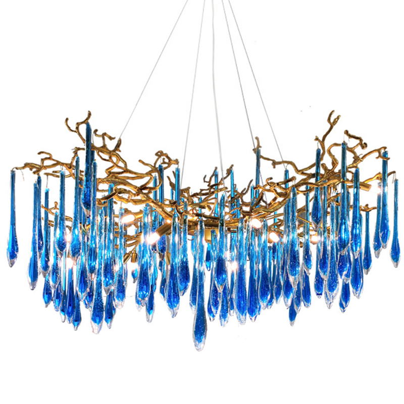 Люстра Blue Fountain Chandelier  Золотой Синий в Воронеже | Loft Concept 