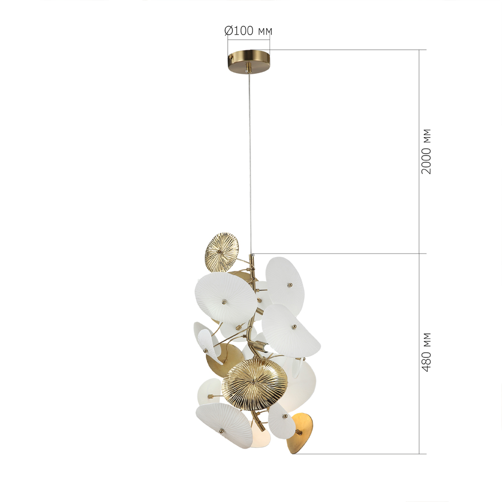 Подвесной светильник с белыми и золотистыми цветами Dahlia Flowers Lamp в Воронеже