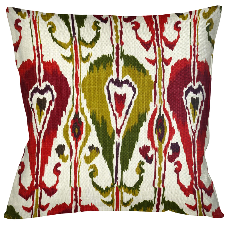 Декоративная подушка Ikat Pattern Красно-белая Мульти Декоративная подушка Ikat Pattern Красно-белая Мульти в Воронеже | Loft Concept