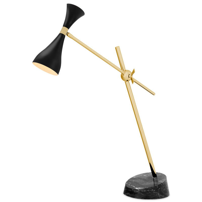 Настольная лампа Eichholtz Desk Lamp Cordero xl Черный Латунь Черный Мрамор Nero в Воронеже | Loft Concept 