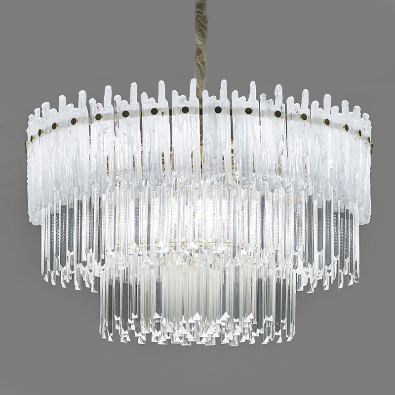 Люстра Murano Glass ICE Chandelier Золотой Белый Прозрачное Стекло в Воронеже | Loft Concept 