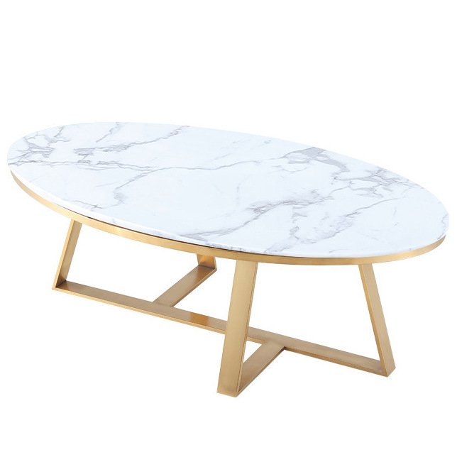 Кофейный стол Marble Oval Table Латунь Белый в Воронеже | Loft Concept 