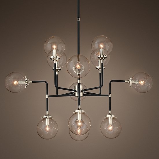 Люстра BISTRO GLOBE CLEAR GLASS SILVER CHANDELIER 12 Черный Серебряный Прозрачное Стекло в Воронеже | Loft Concept 