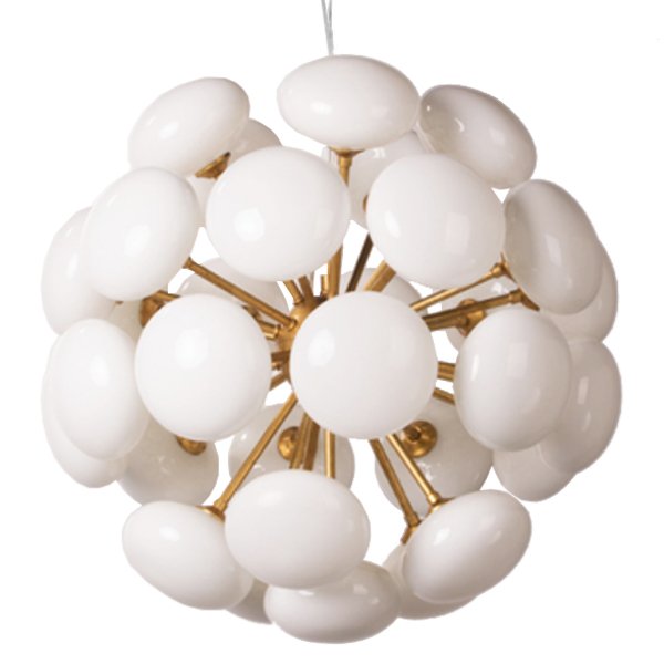 Люстра Mid-Century Sputnik Milk Glass Chandelier Золотой Прозрачный белый в Воронеже | Loft Concept 