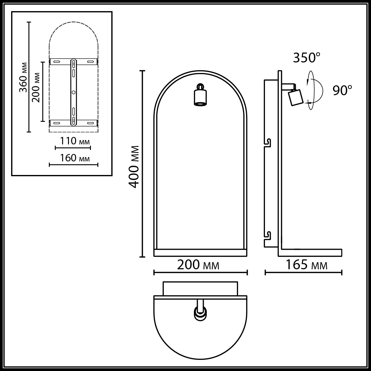 Настенный светильник зеленого цвета с черной рамкой овальной формы с полкой Herbarium  в Воронеже