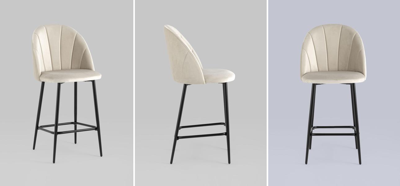 Барный Стул Balsari S Chair Молочный Велюр - фото