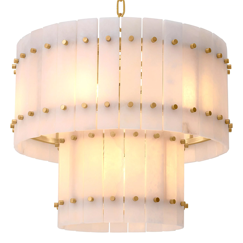 Люстра Eichholtz Chandelier Ruby S Alabaster Латунь Бежевый Белый Мрамор Bianco в Воронеже | Loft Concept 