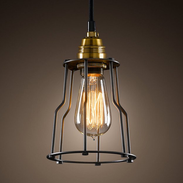 Подвесной светильник Loft Industrial Cage Filament Pendant Бронза Черный в Воронеже | Loft Concept 