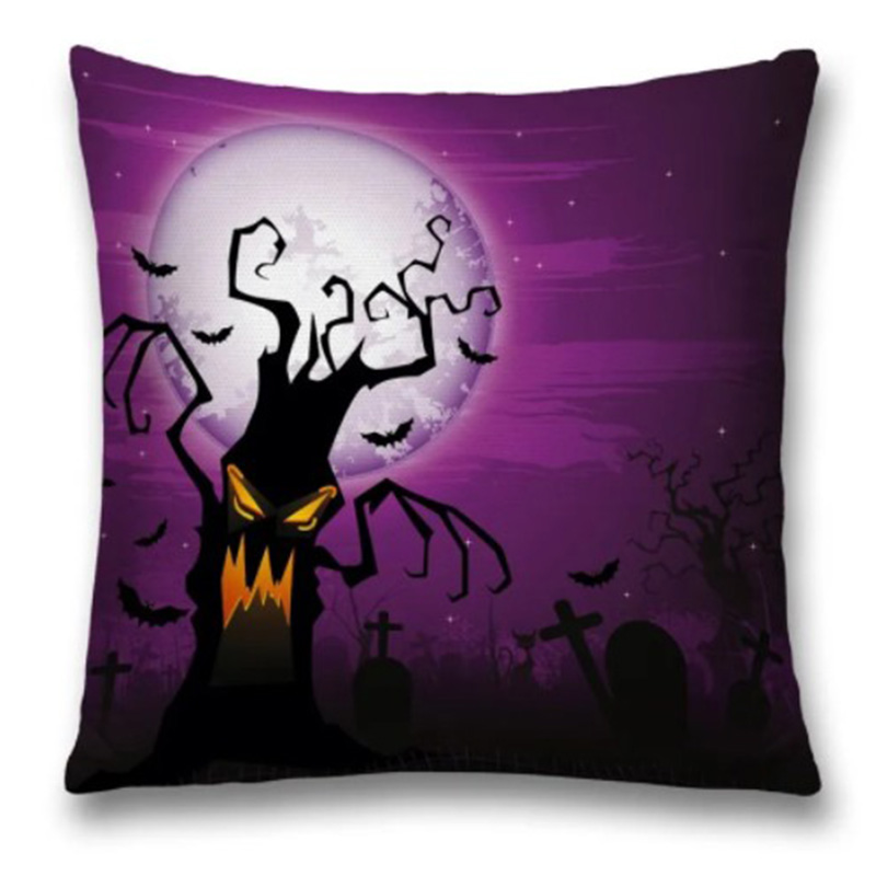 Подушка Halloween Terrible Tree Черный Пурпурно-фиолетовый в Воронеже | Loft Concept 