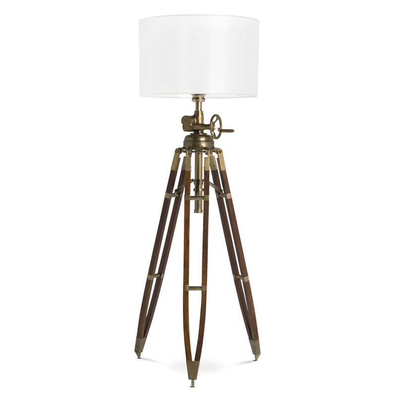 Торшер Eichholtz Floor Lamp Royal Marine Cream Кремовый Коричневый Латунь Античная полированная в Воронеже | Loft Concept 