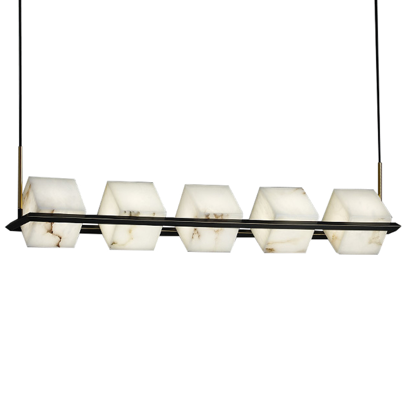 Люстра Marble Cubes Modern Light Chandelier 5 плафонов Черный Белый Мрамор Bianco Латунь в Воронеже | Loft Concept 