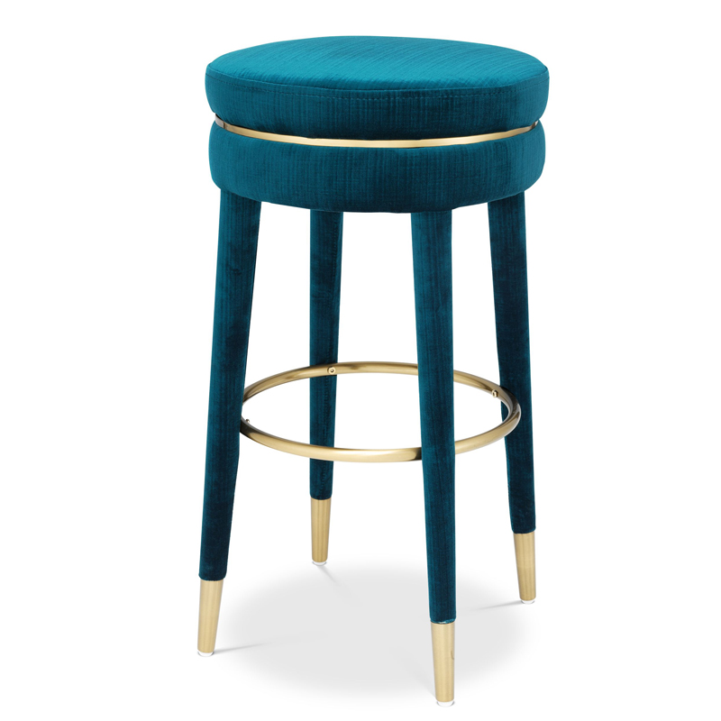 Барный стул Eichholtz Bar Stool Parisian blue Бирюзовый Латунь в Воронеже | Loft Concept 