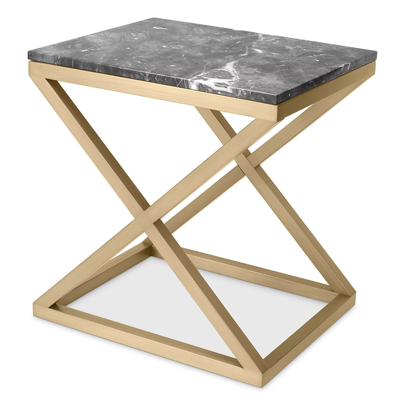 Приставной стол Eichholtz Side Table Criss Cross Латунь Серый в Воронеже | Loft Concept 