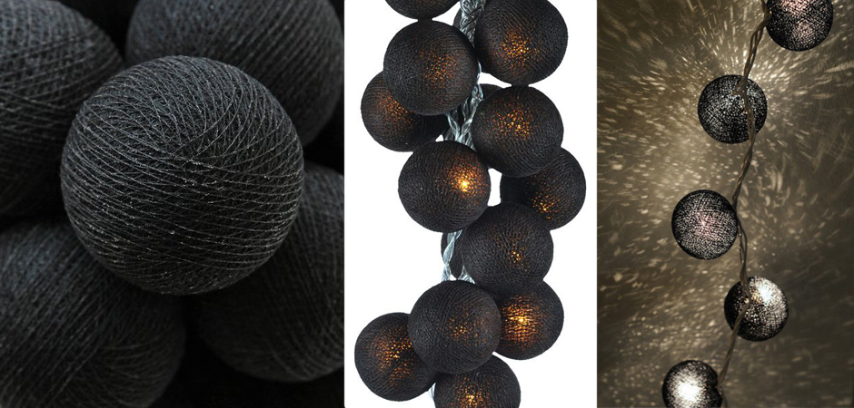 Гирлянда хлопковые фонарики Сotton Ball Ice Black - Loft-Concept в Воронеже
