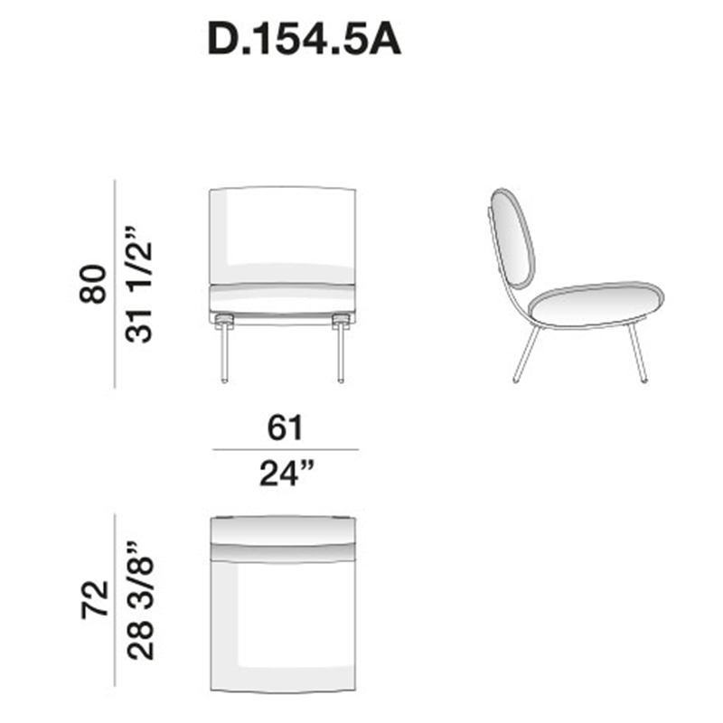 Дизайнерское кресло без подлокотников Gio Ponti ROUND D.154.5 Armchair в Воронеже