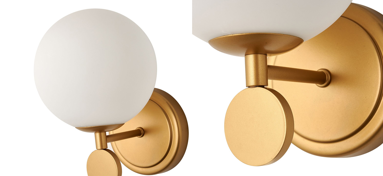 Бра с белым круглым плафоном Glowing Clouds Gold - фото