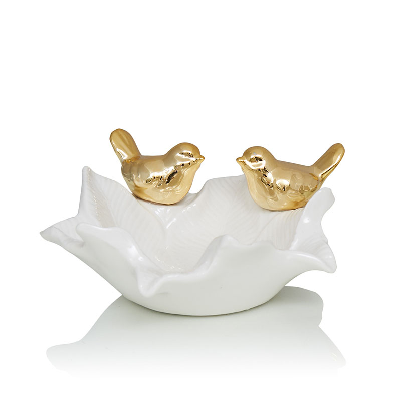 Блюдо Decorative Dish Birds Белый Глянцевое золото Блюдо Decorative Dish Birds Белый Глянцевое золото в Воронеже | Loft Concept