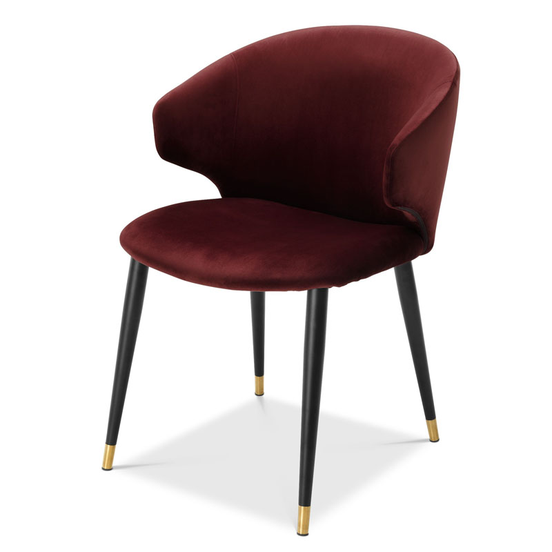 Стул Eichholtz DINING CHAIR VOLANTE burgundy Бургундский красный Черный Золотой в Воронеже | Loft Concept 