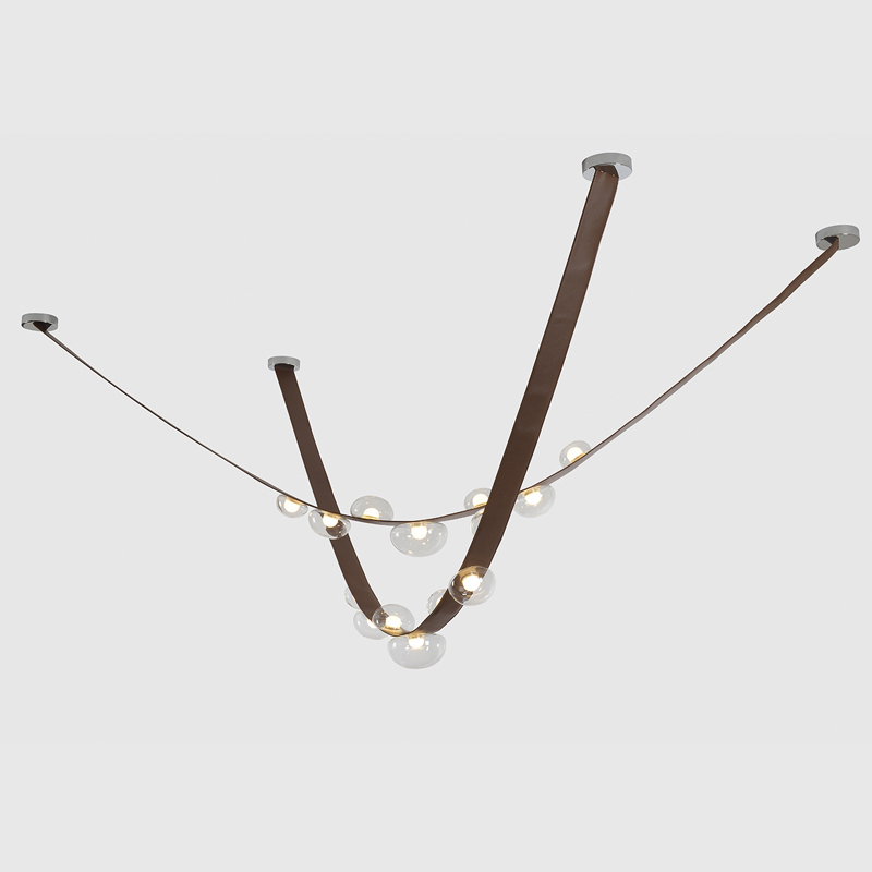 Подвесной светильник тонкий из кожи с 7-ю лампочками Flos Wireline Lighting Черный Прозрачный Коричневый Серый Подвесной светильник тонкий из кожи с 7-ю лампочками Flos Wireline Lighting Черный Прозрачный Коричневый Серый в Воронеже | Loft Concept