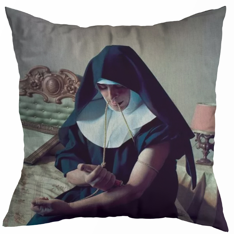 Декоративная подушка Seletti Cushion Nun Бежевый Коричневый Черный Зеленый шалфей в Воронеже | Loft Concept 