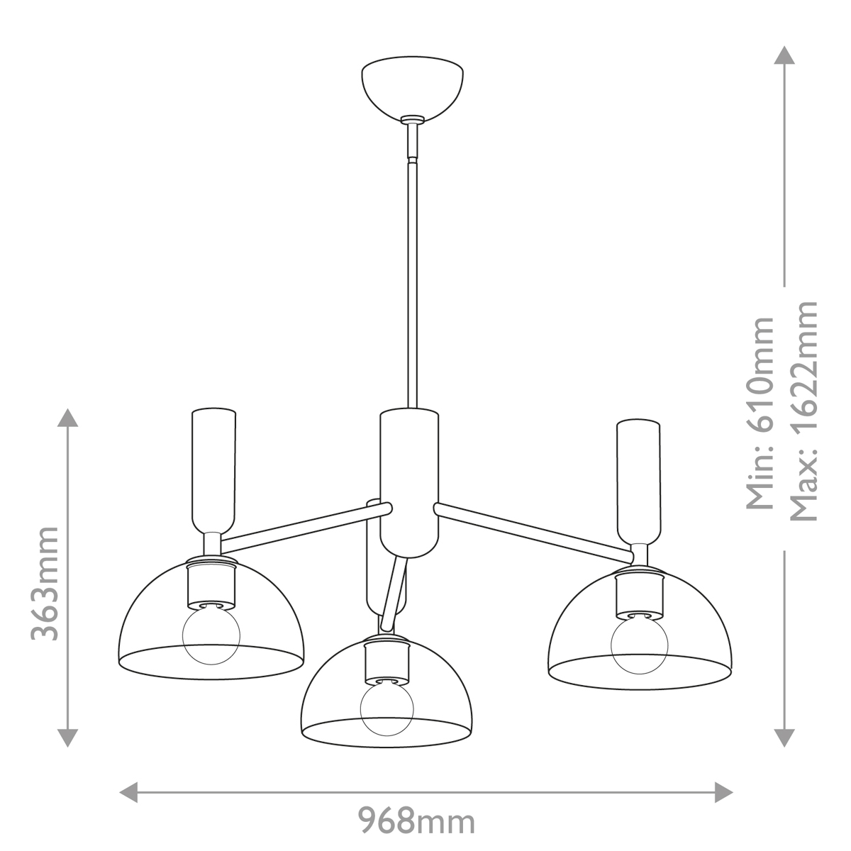 Люстра с 3-мя прозрачными полусферическими плафонами из стекла Alora Mood в Воронеже