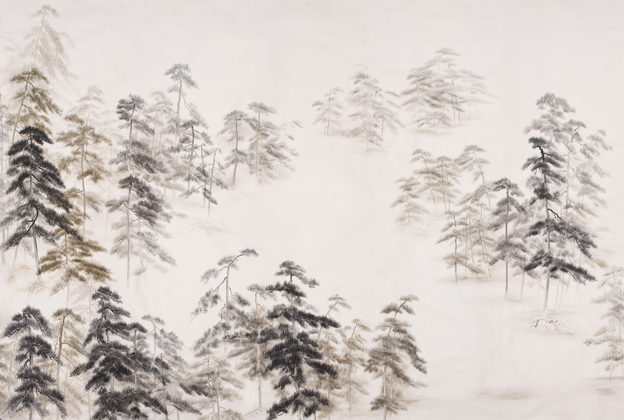 Обои ручная роспись Abstract Pines Dark Lacquer on Natural Mica metallic silk Обои ручная роспись Abstract Pines Dark Lacquer on Natural Mica metallic silk - постер Loft-Concept в Воронеже