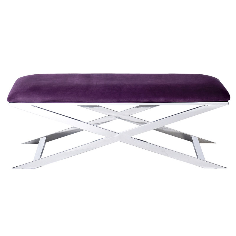 Банкетка Bench Velor Violet Хром Фиолетовый в Воронеже | Loft Concept 