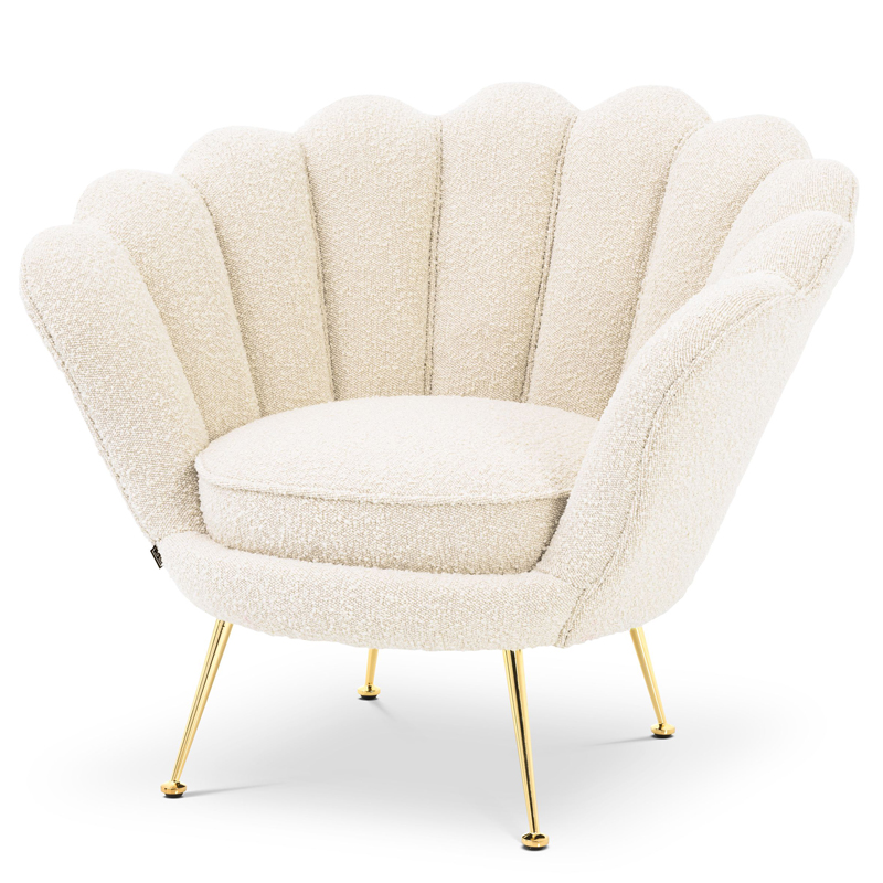 Кресло Eichholtz Chair Trapezium Boucle cream Кремовый Латунь в Воронеже | Loft Concept 