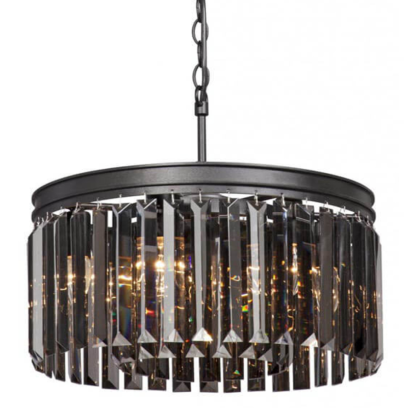 Люстра RH Rhys Smok Glass Prism Round Chandelier 40 Черный матовый в Воронеже | Loft Concept 