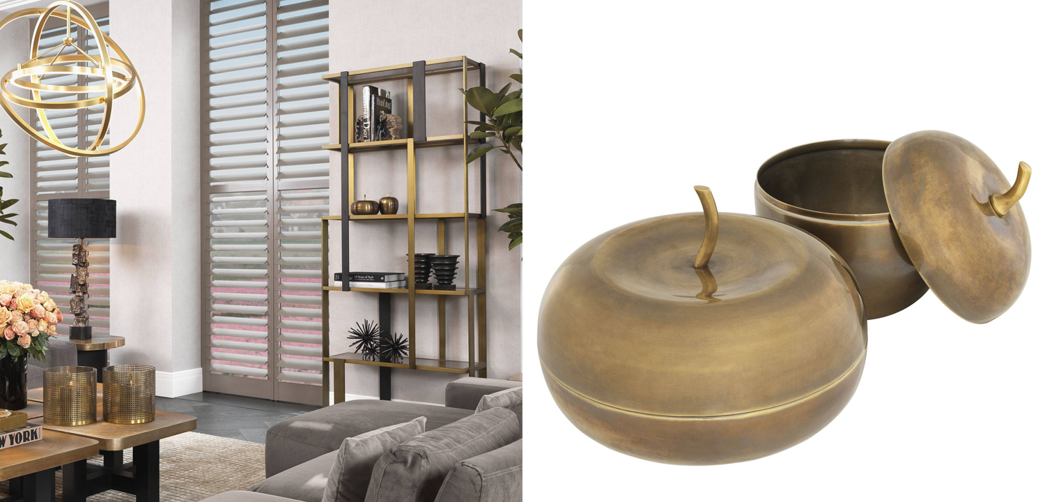 Комплект шкатулок Eichholtz Box Apple Set of 2 brass - фото