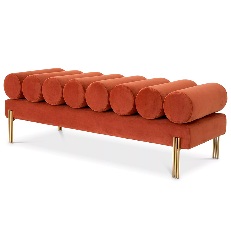 Банкетка Eichholtz Bench Oxley Orange Оранжевый Латунь в Воронеже | Loft Concept 