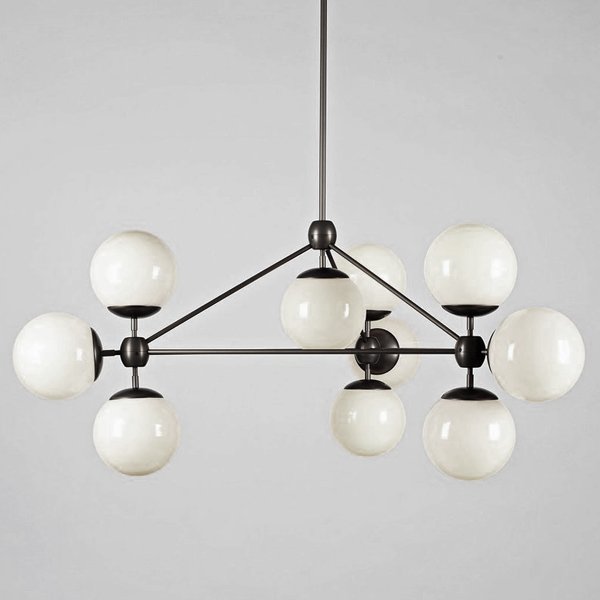 Modo 10 Globes Chandelier Black and White Glass Прозрачный белый Черный в Воронеже | Loft Concept 