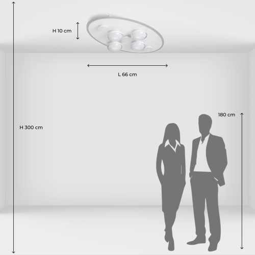 Потолочный светильник овальной формы белого цвета с 7-ю лампами Lunar Pebbles в Воронеже