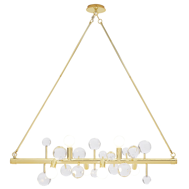 Люстра Jonathan Adler SIX-LIGHT LINEAR CHANDELIER Clear Золотой Прозрачное Стекло Белый в Воронеже | Loft Concept 