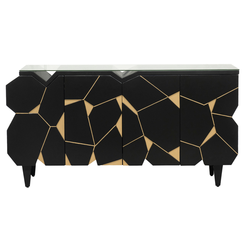 Комод геометрический декор Mosaik Chest of drawers Черный Черный Золотой в Воронеже | Loft Concept 