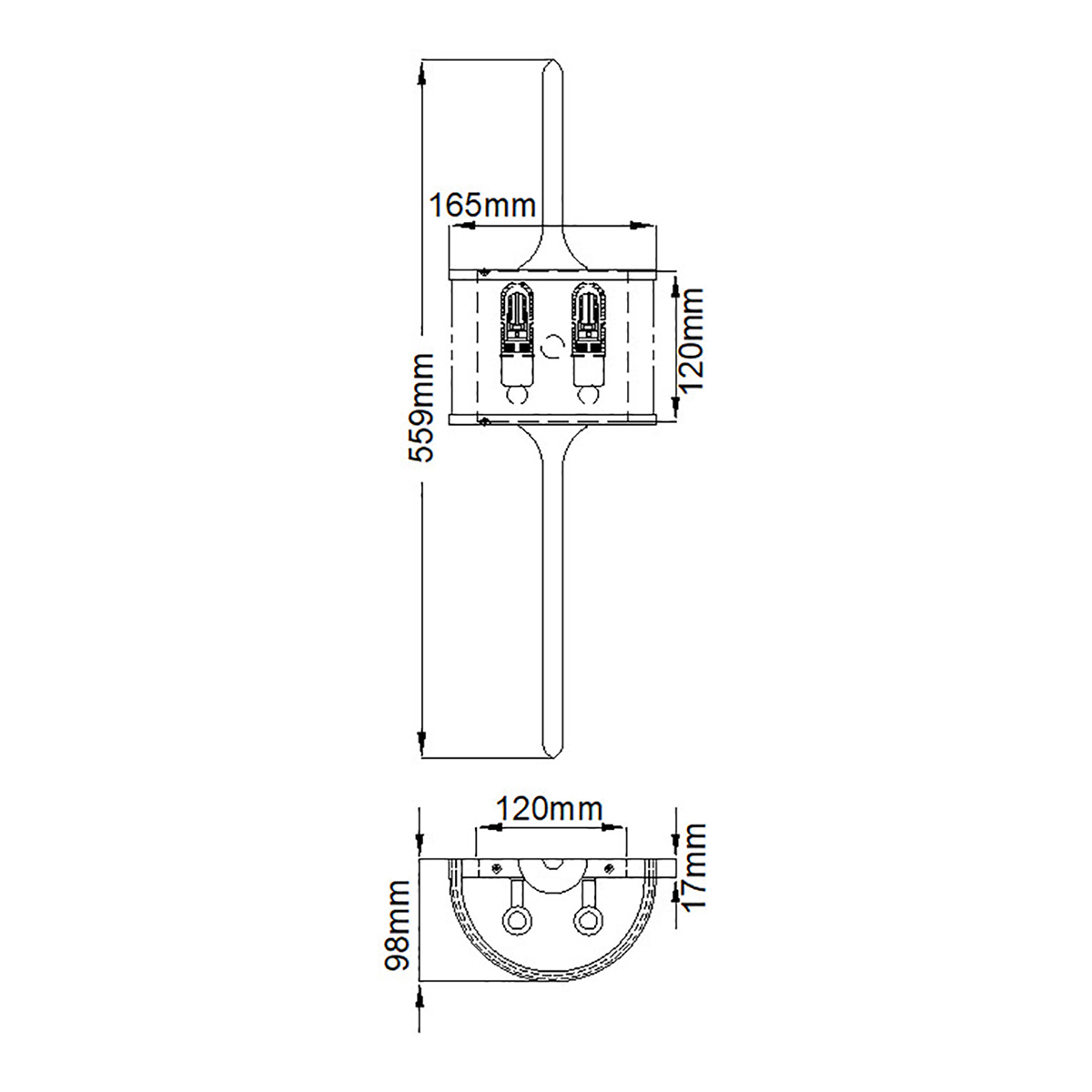 Бра вертикальное с белым полукруглым плафоном и длинным стержнем S Kichler в Воронеже