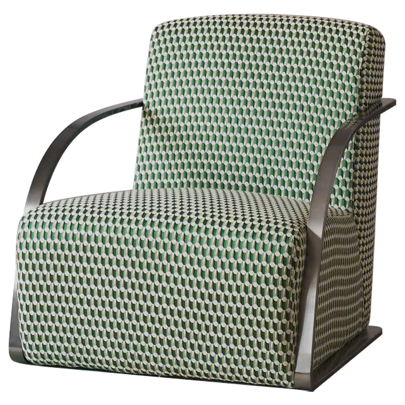 Кресло Esme Green Pattern Armchair Зеленый Темный хром в Воронеже | Loft Concept 