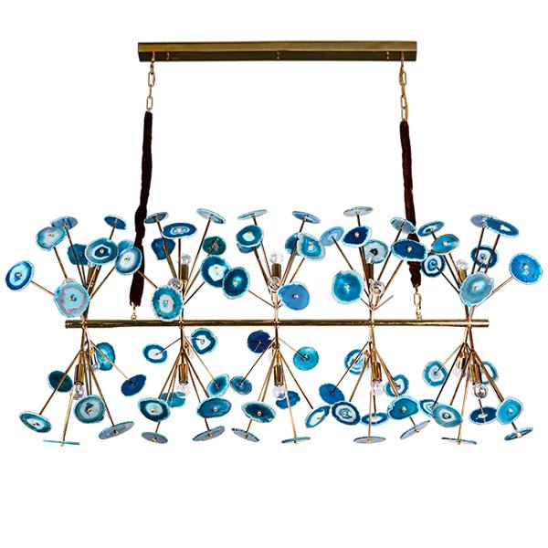 Люстра Agate Burst Chandelier Blue Line Золотой Синий в Воронеже | Loft Concept 