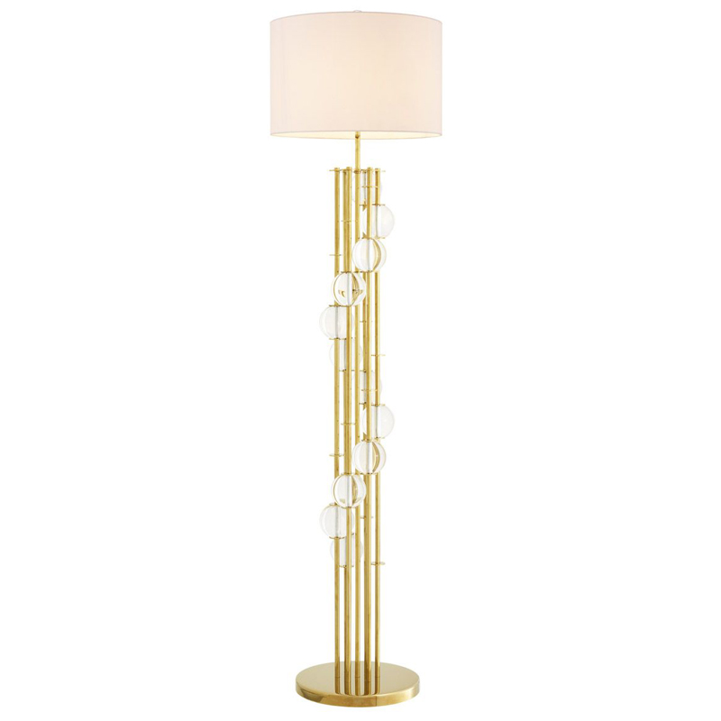 Торшер Eichholtz Floor Lamp Lorenzo Gold & white Глянцевое золото Белый Прозрачный в Воронеже | Loft Concept 