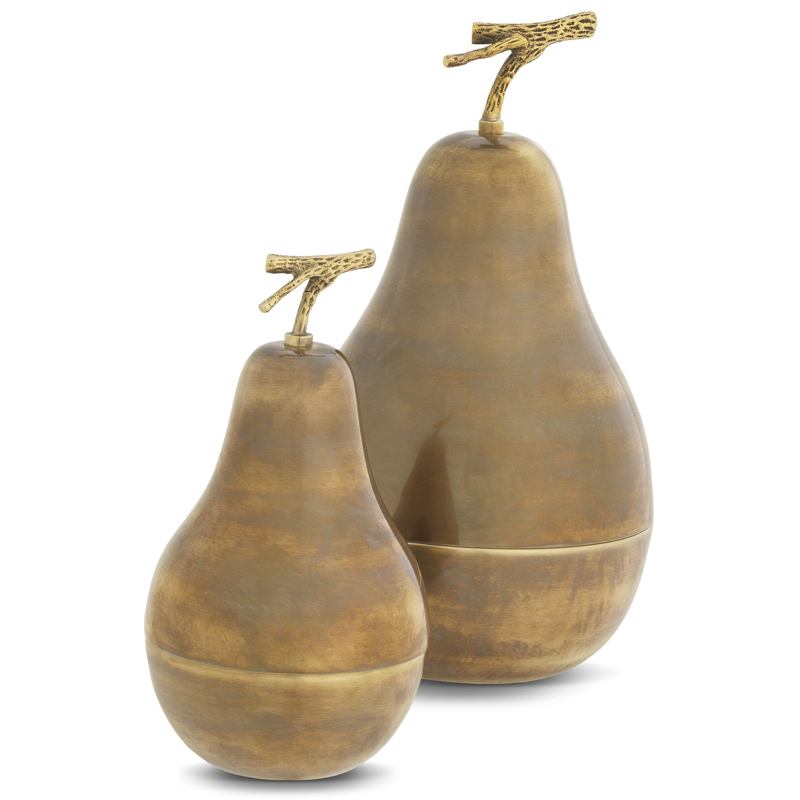 Комплект шкатулок Eichholtz Box Pear Set of 2 brass Винтажная латунь в Воронеже | Loft Concept 