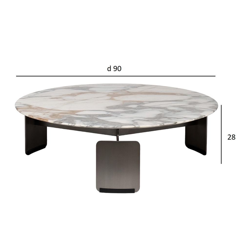 Столик журнальный с круглой мраморной столешницей на трех опорах Marble Stone Drawing в Воронеже