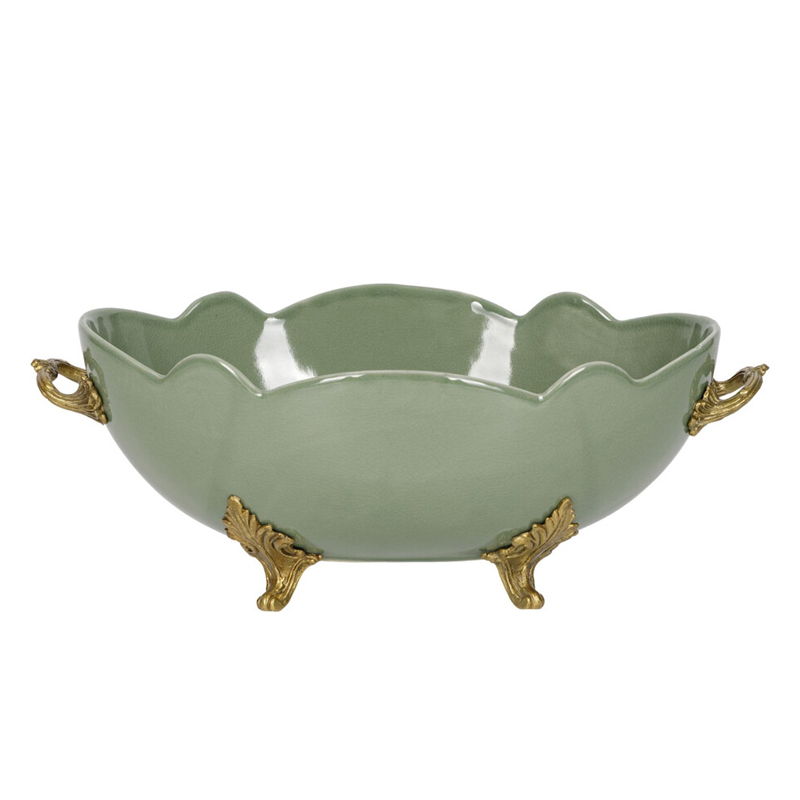 Чаша зеленого цвета из фарфора с волнообразным краем Eden Garden porcelain and bronze Зеленый Бронза Чаша зеленого цвета из фарфора с волнообразным краем Eden Garden porcelain and bronze Зеленый Бронза в Воронеже | Loft Concept