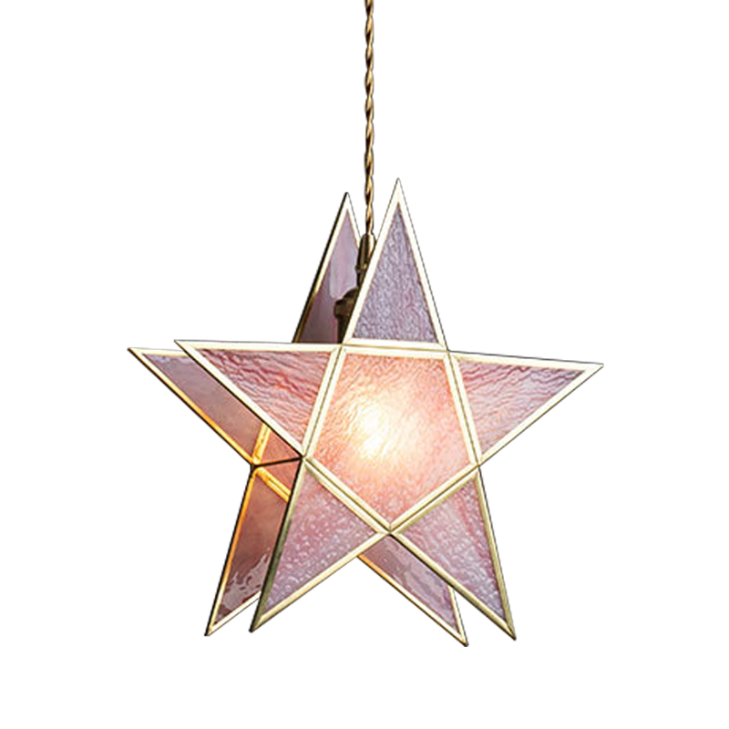 Подвесной светильник Star Pink Glass Hanging Light Розовый Латунь в Воронеже | Loft Concept 