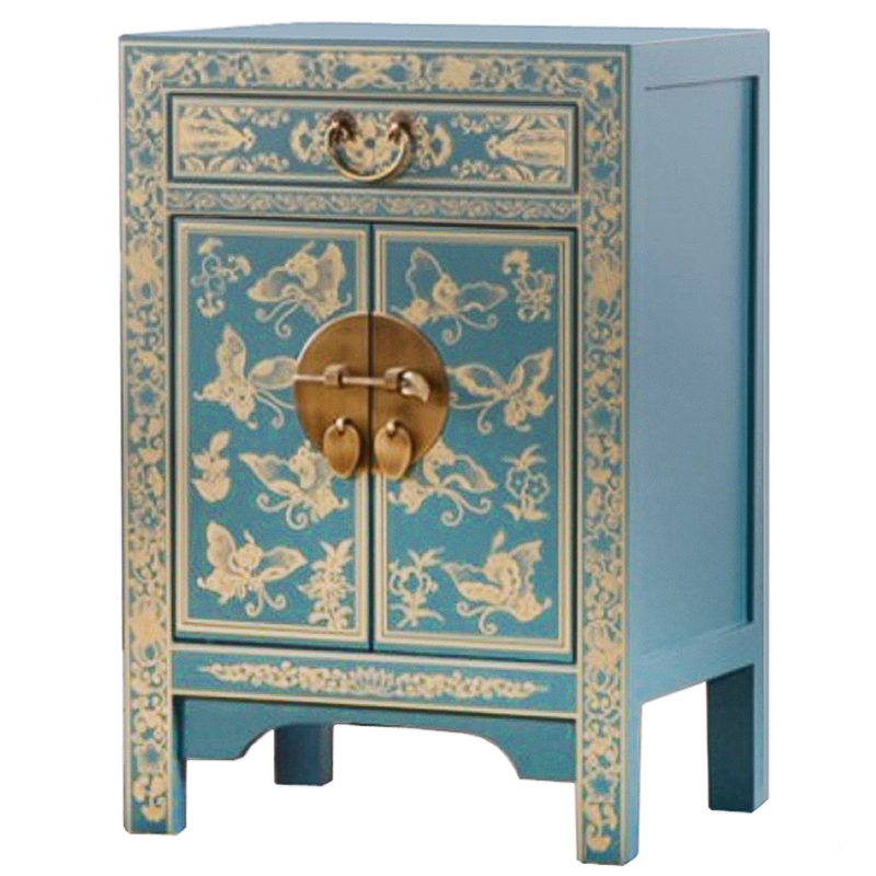 Светло-бирюзовая тумба в Китайском стиле ручная роспись Light Turquoise Chinese Nightstand Бирюзовый Золотой Светло-бирюзовая тумба в Китайском стиле ручная роспись Light Turquoise Chinese Nightstand Бирюзовый Золотой в Воронеже | Loft Concept